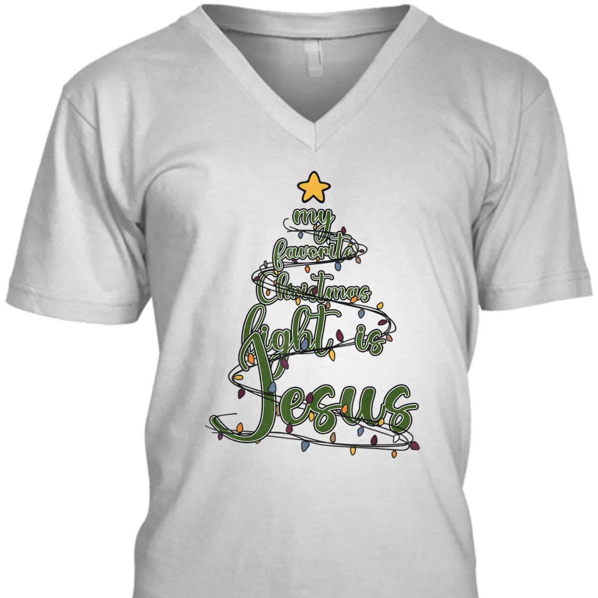 Religious Xmas My Favorite Christmas Light Is Jesus T-Shirt Religious Xmas My Favorite Christmas Light Is Jesus T-Shirt