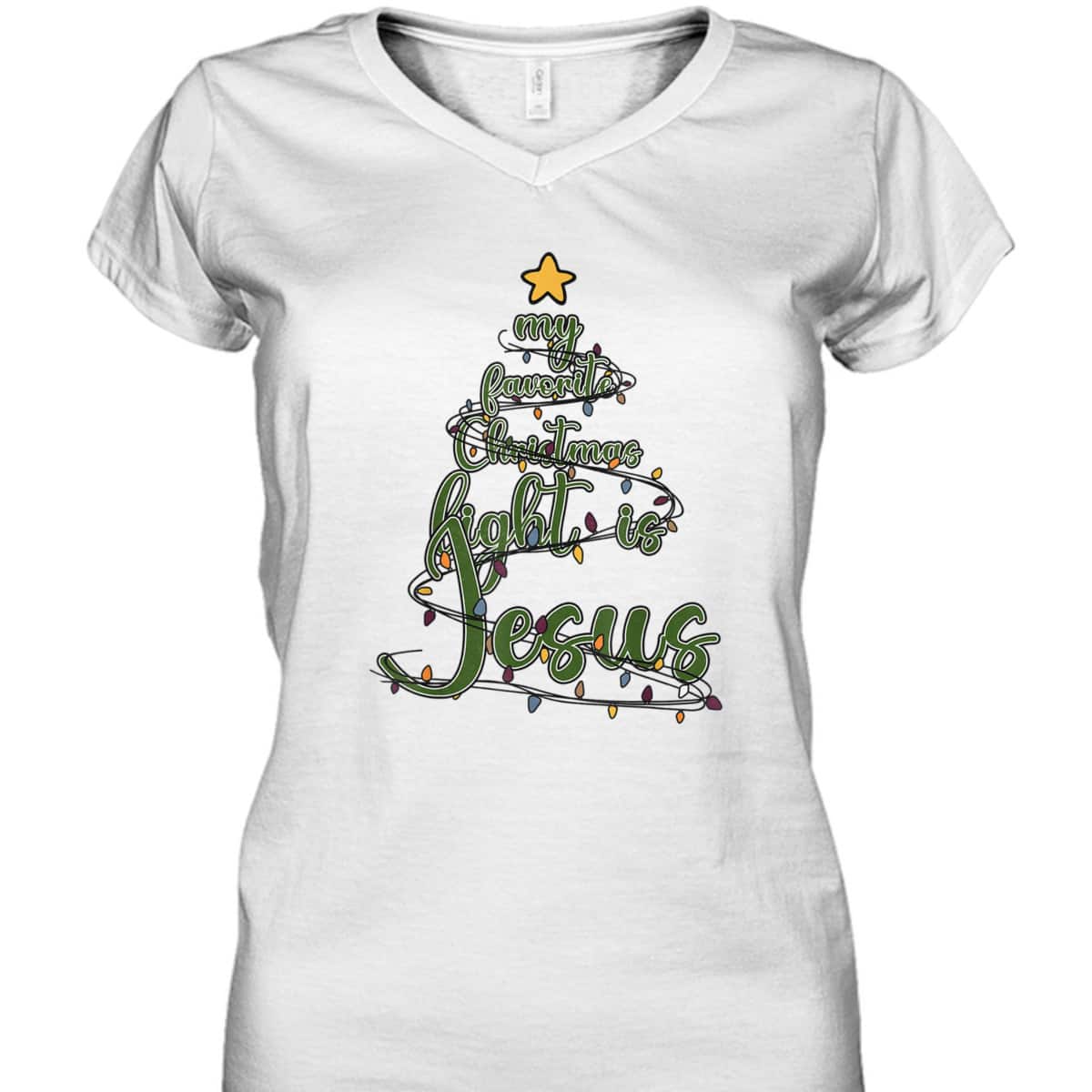 Religious Xmas My Favorite Christmas Light Is Jesus T-Shirt Religious Xmas My Favorite Christmas Light Is Jesus T-Shirt