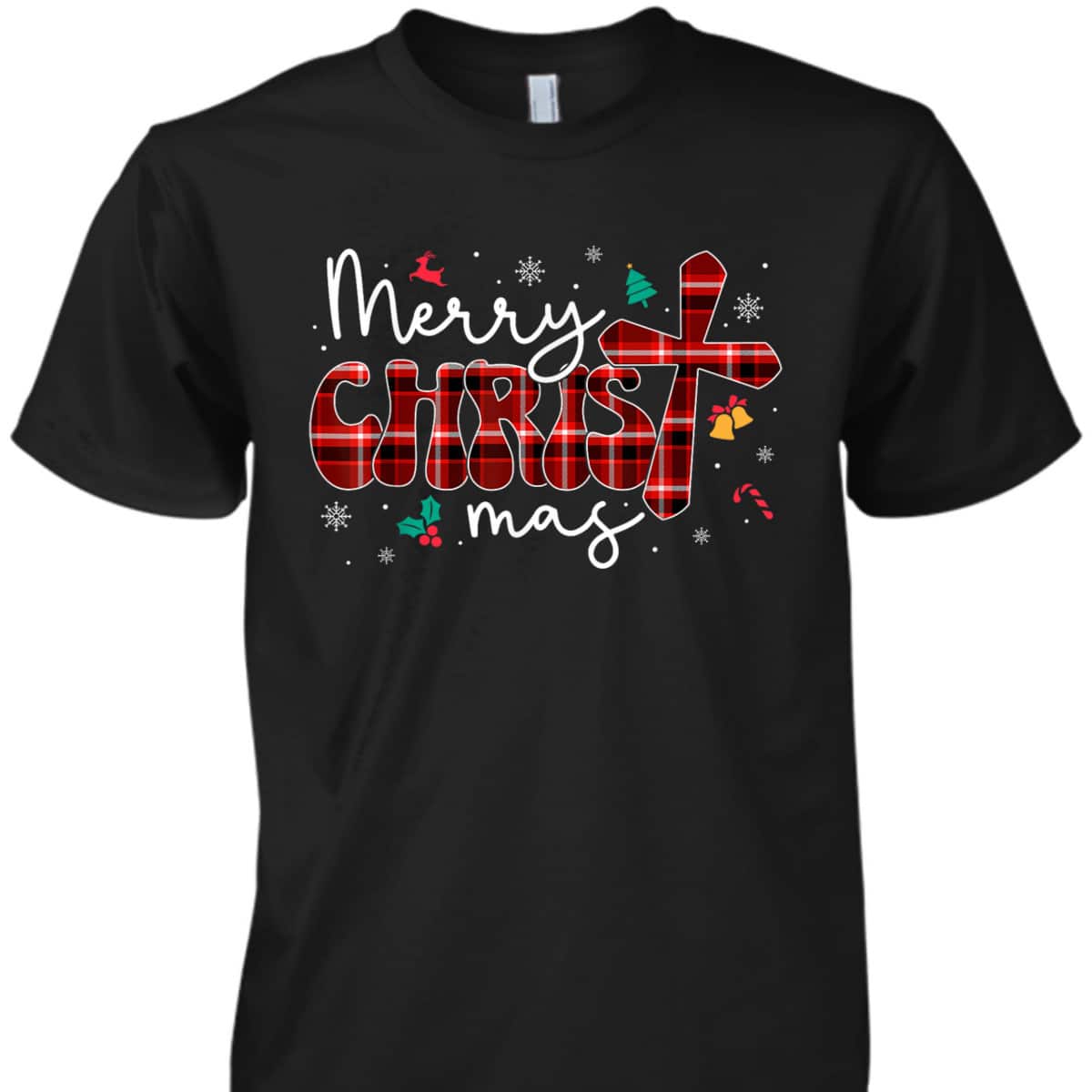 Merry Christmas Christian Cross Buffalo Plaid Pajamas T-Shirt Merry Christmas Christian Cross Buffalo Plaid Pajamas T-Shirt
