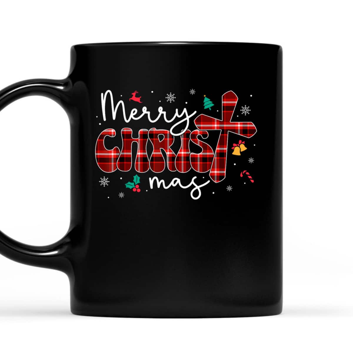 Merry Christmas Christian Cross Buffalo Plaid Pajamas T-Shirt