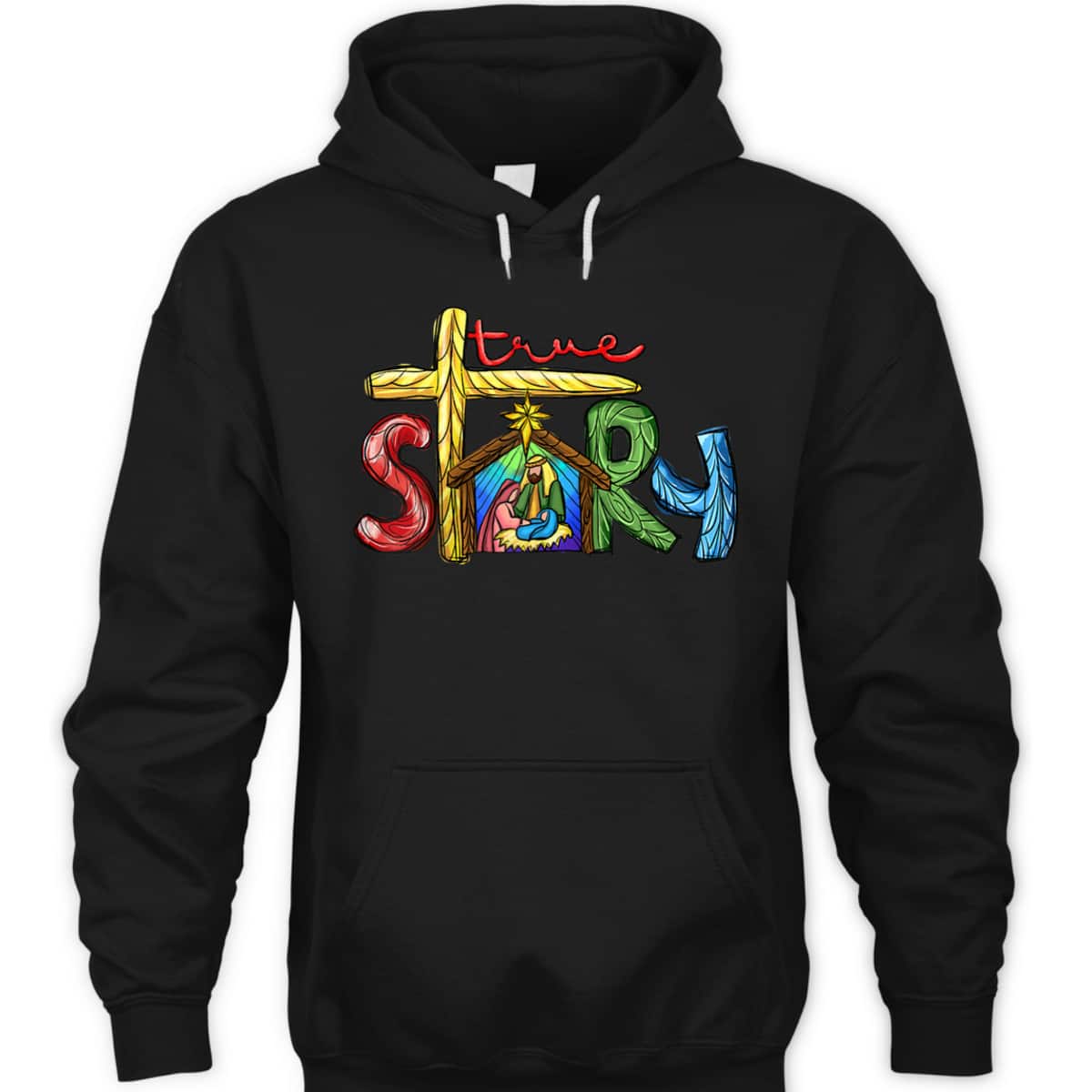 Religious Christmas True Story Nativity Scene Cross Christian T-Shirt Religious Christmas True Story Nativity Scene Cross Christian T-Shirt