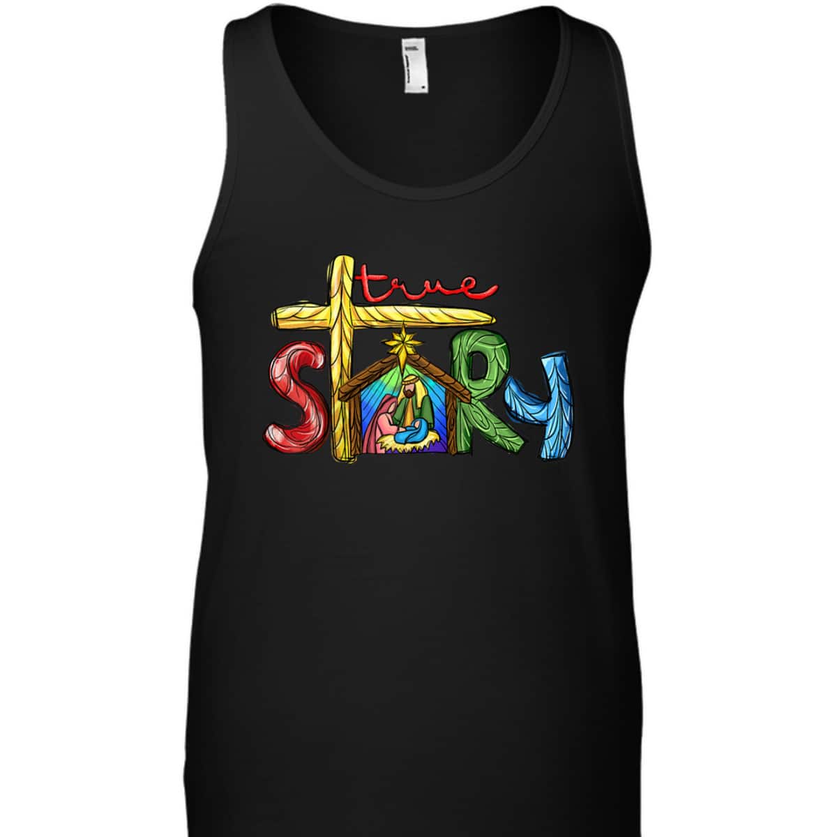 Religious Christmas True Story Nativity Scene Cross Christian T-Shirt