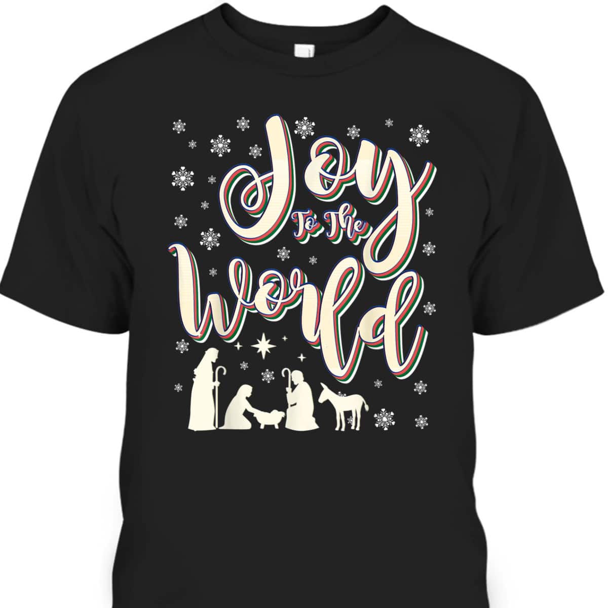 Vintage Joy To The World Jesus Nativity Retro Christmas T-Shirt