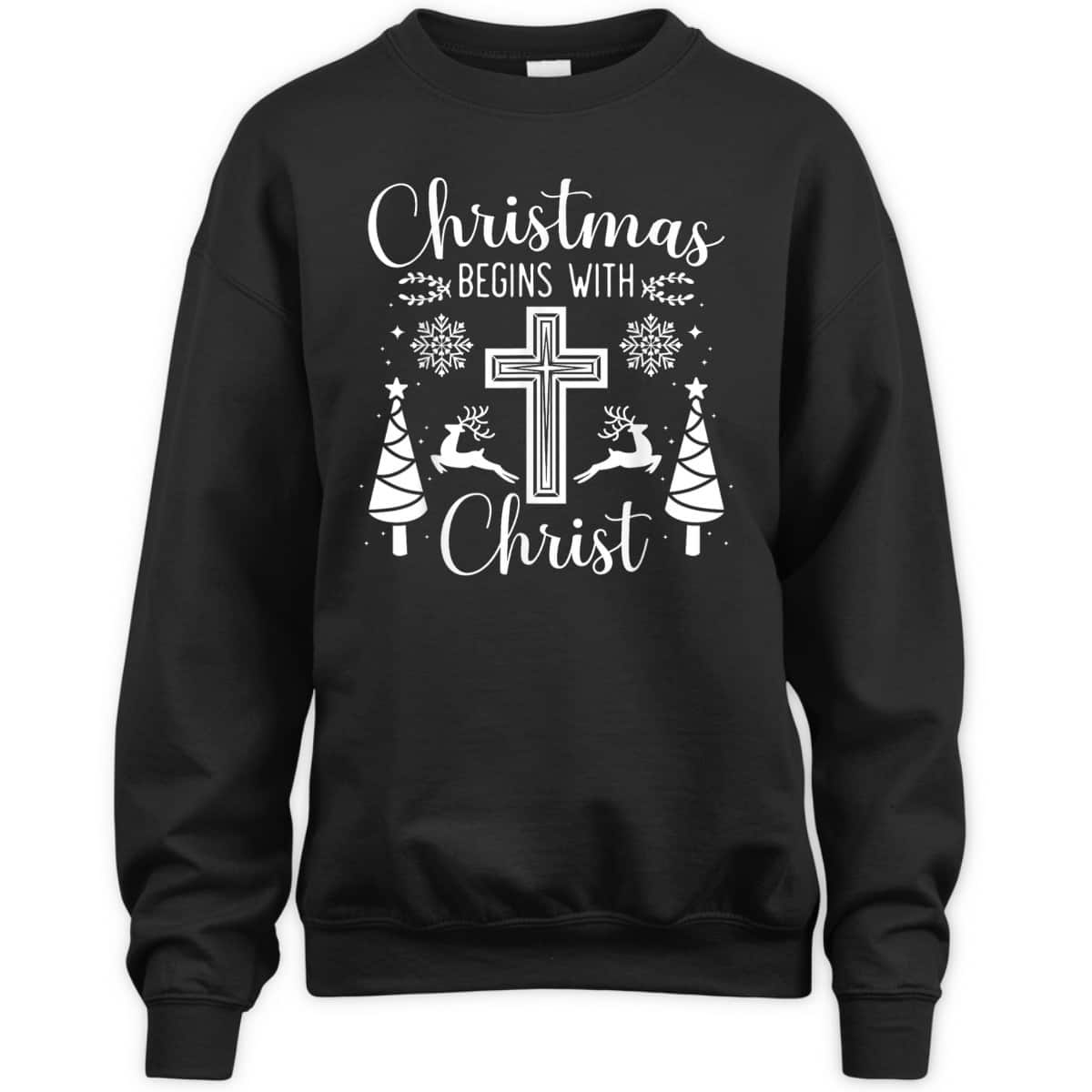 Christmas Begins With Christ Xmas Day Christian Religious Cross T-Shirt Christmas Begins With Christ Xmas Day Christian Religious Cross T-Shirt