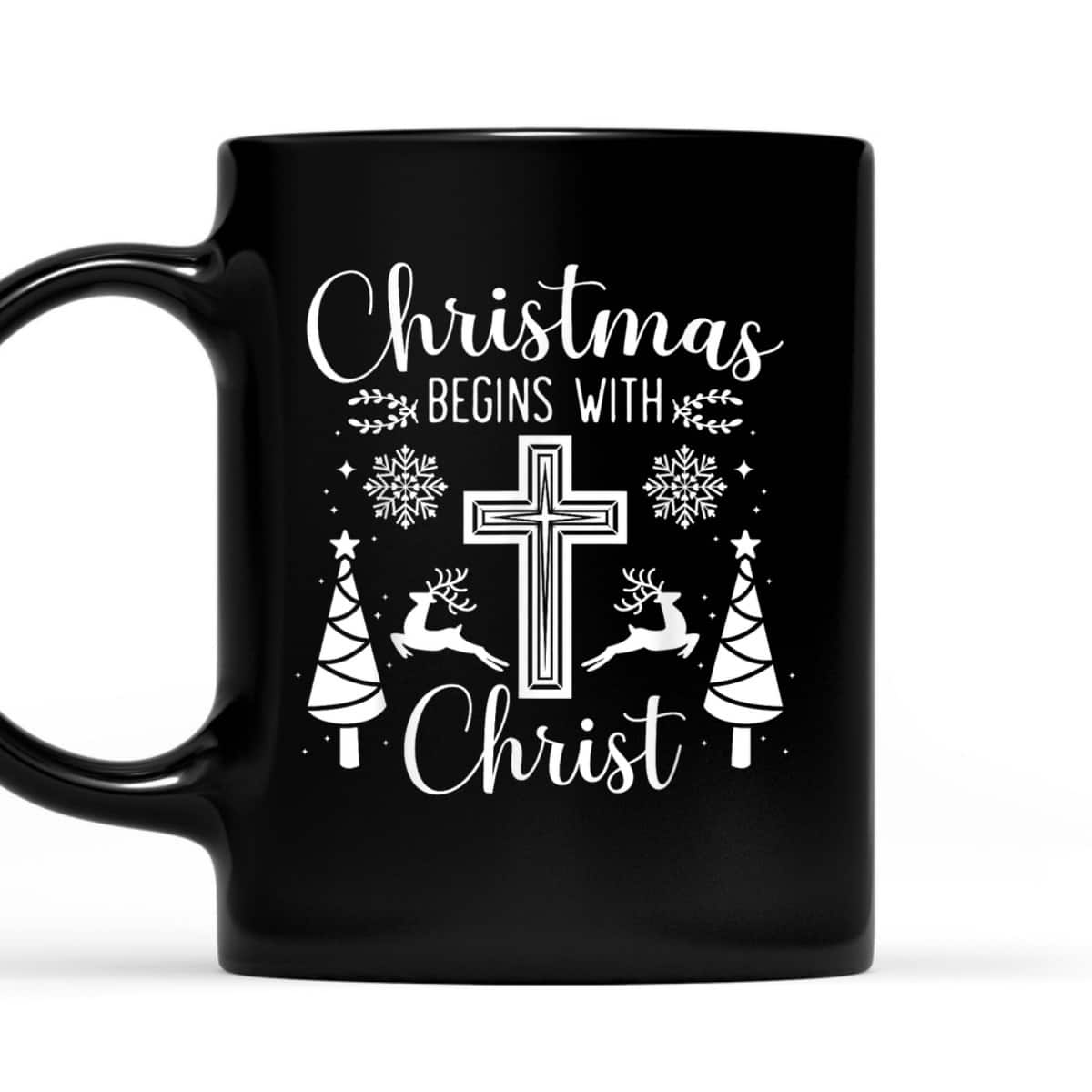 Christmas Begins With Christ Xmas Day Christian Religious Cross T-Shirt Christmas Begins With Christ Xmas Day Christian Religious Cross T-Shirt