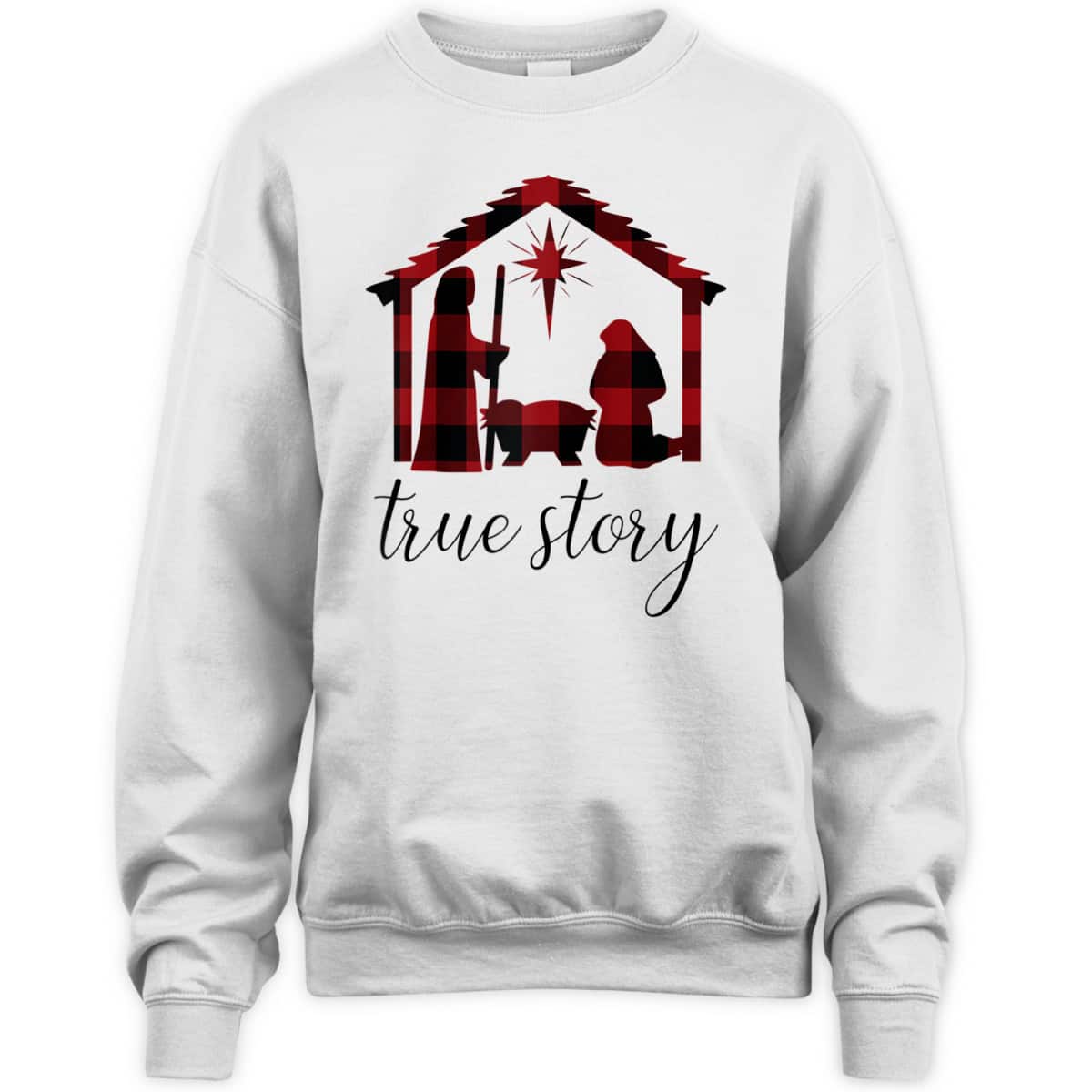 Nativity Scene Buffalo Plaid True Story Christian Christmas T-Shirt Nativity Scene Buffalo Plaid True Story Christian Christmas T-Shirt