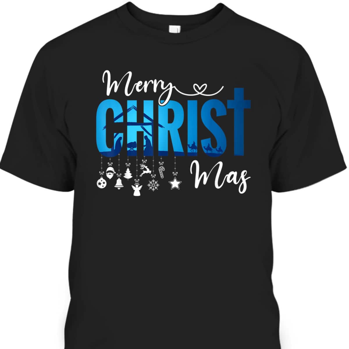 Merry Christ-Mas Nativity Scene Christian Faith Christmas Holiday T-Shirt