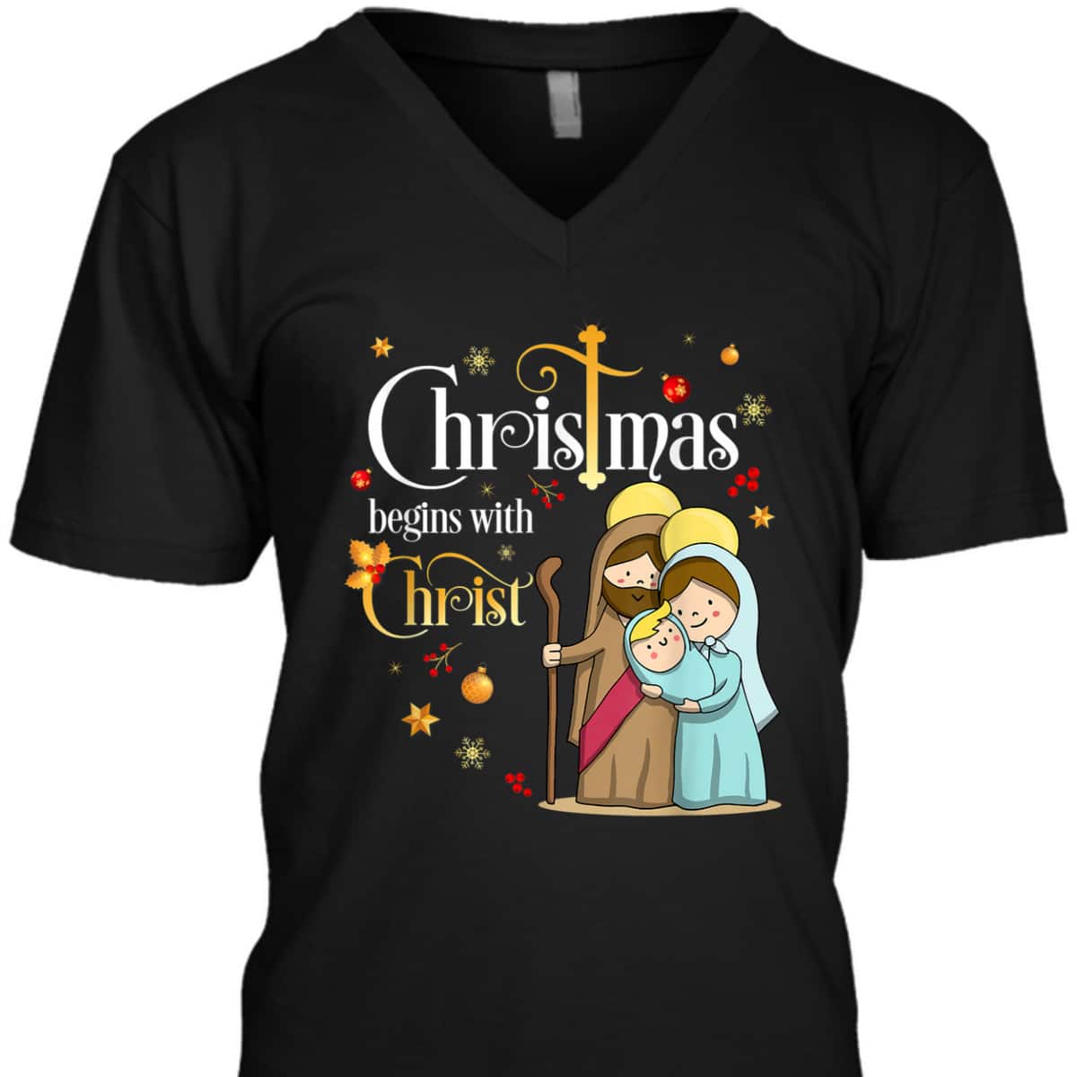 Christmas Begins With Christ Christian Jesus Holiday T-Shirt Christmas Begins With Christ Christian Jesus Holiday T-Shirt