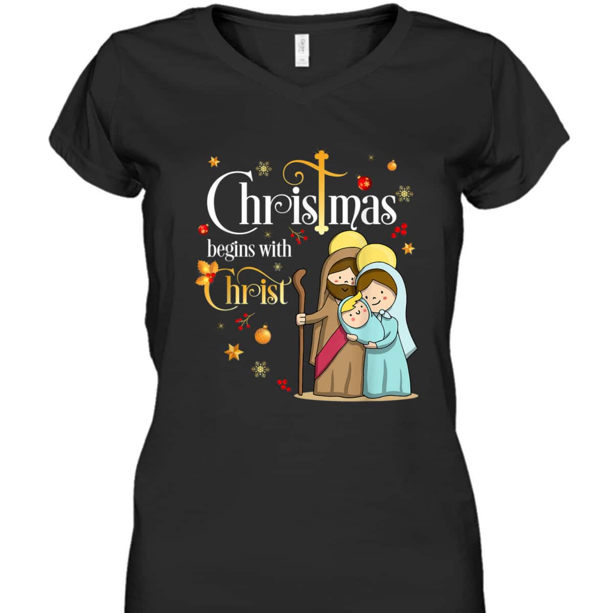 Christmas Begins With Christ Christian Jesus Holiday T-Shirt
