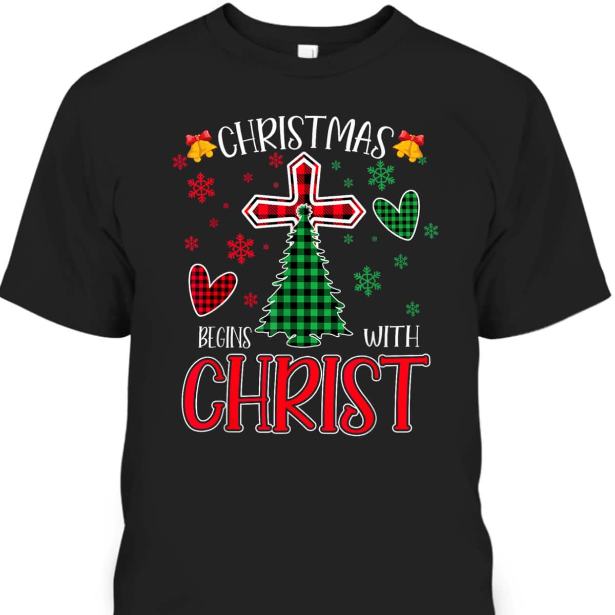Buffalo Plaid Christian Jesus Christmas Begins With Christ T-Shirt Buffalo Plaid Christian Jesus Christmas Begins With Christ T-Shirt