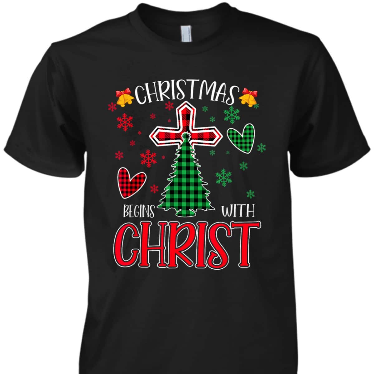 Buffalo Plaid Christian Jesus Christmas Begins With Christ T-Shirt Buffalo Plaid Christian Jesus Christmas Begins With Christ T-Shirt