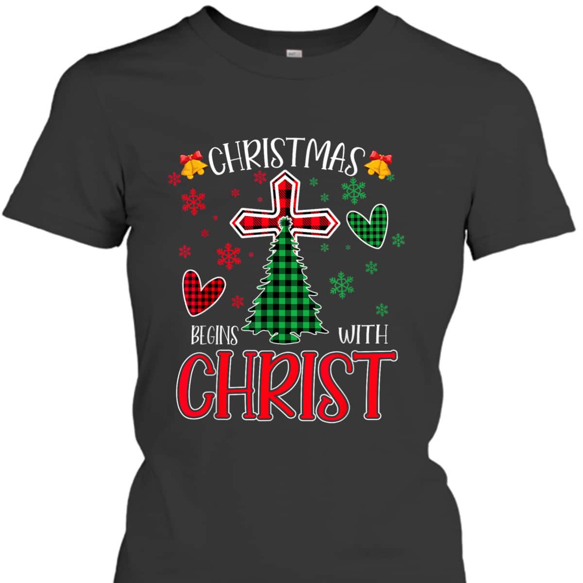 Buffalo Plaid Christian Jesus Christmas Begins With Christ T-Shirt Buffalo Plaid Christian Jesus Christmas Begins With Christ T-Shirt