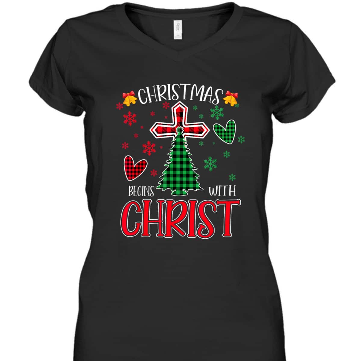 Buffalo Plaid Christian Jesus Christmas Begins With Christ T-Shirt Buffalo Plaid Christian Jesus Christmas Begins With Christ T-Shirt