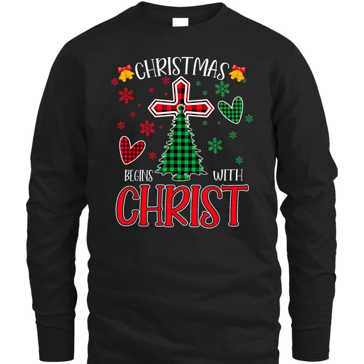 Buffalo Plaid Christian Jesus Christmas Begins With Christ T-Shirt Buffalo Plaid Christian Jesus Christmas Begins With Christ T-Shirt