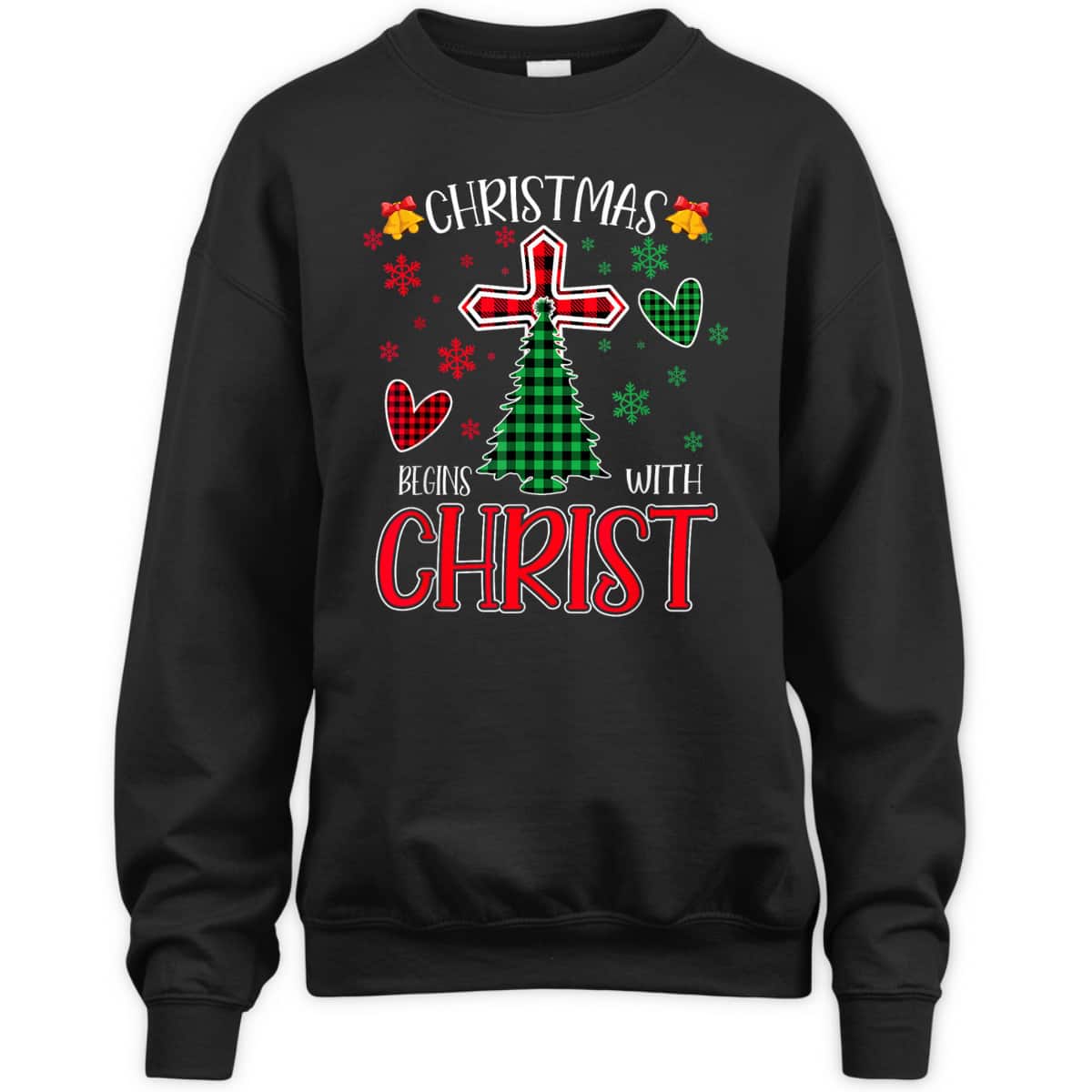 Buffalo Plaid Christian Jesus Christmas Begins With Christ T-Shirt Buffalo Plaid Christian Jesus Christmas Begins With Christ T-Shirt