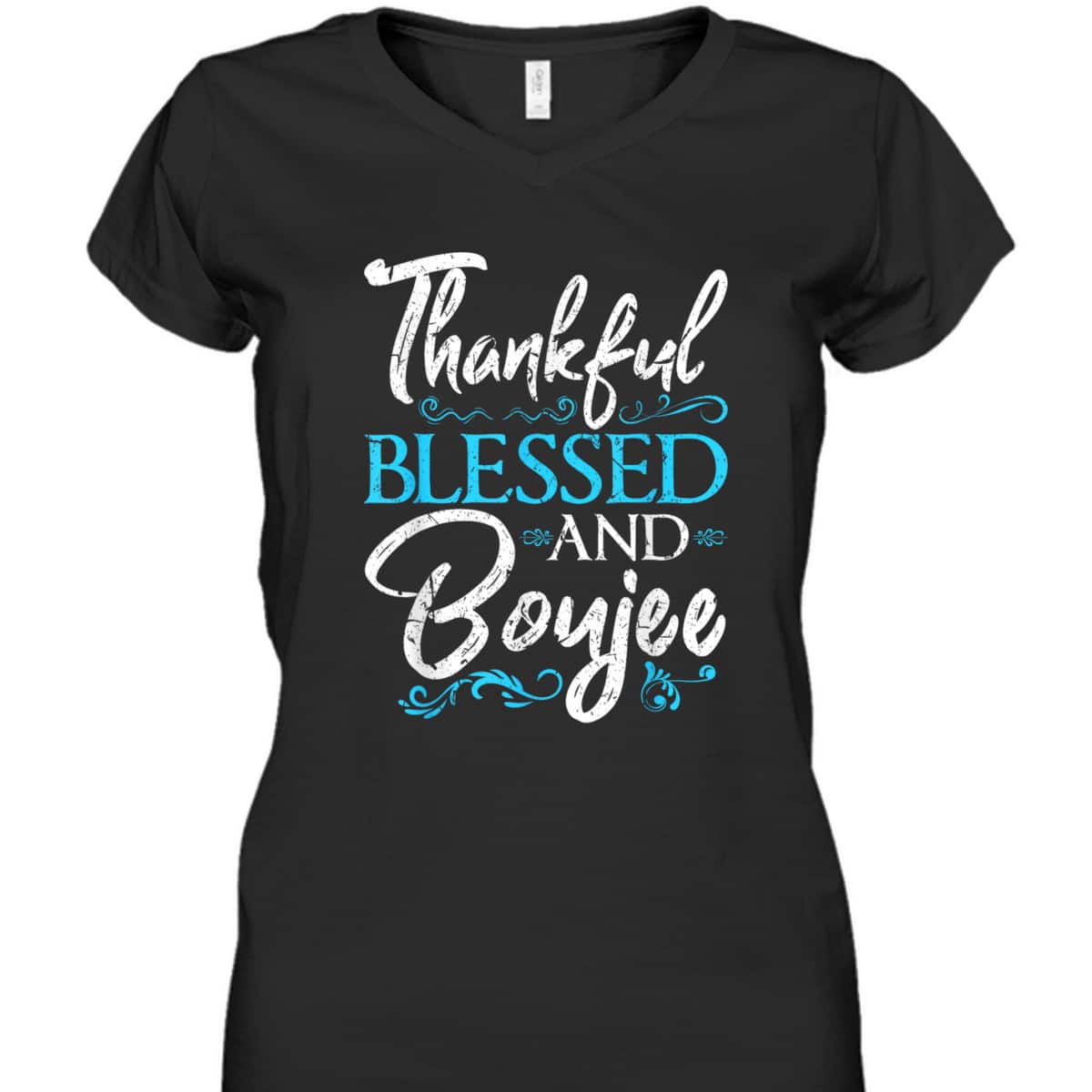 Thankful Blessed Boujee Christian Melanin Christmas Gift T-Shirt Thankful Blessed Boujee Christian Melanin Christmas Gift T-Shirt