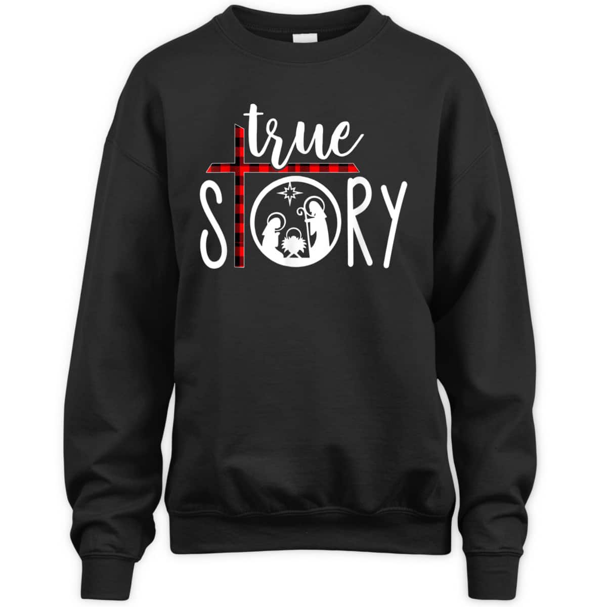 Christmas Nativity True Story Jesus Birth Red Plaid Scene T-Shirt Christmas Nativity True Story Jesus Birth Red Plaid Scene T-Shirt