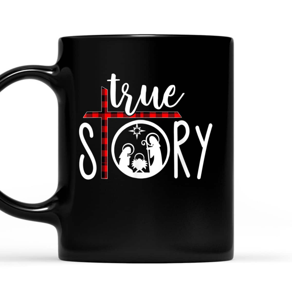 Christmas Nativity True Story Jesus Birth Red Plaid Scene T-Shirt Christmas Nativity True Story Jesus Birth Red Plaid Scene T-Shirt