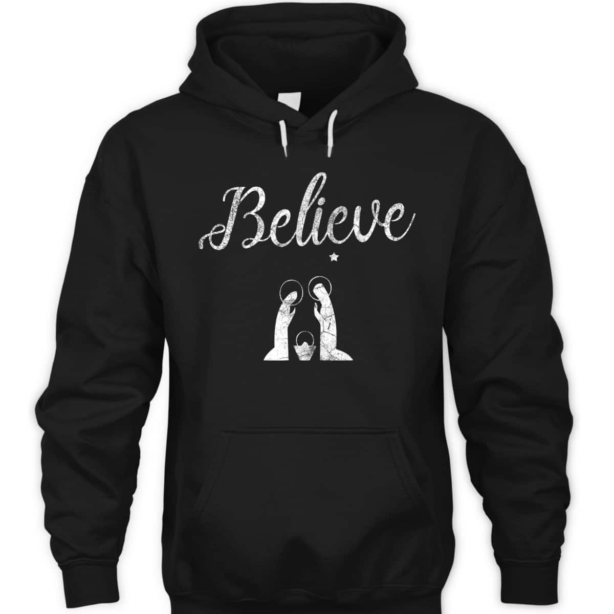 Distressed Believe Jesus Christ Christmas T-Shirt Distressed Believe Jesus Christ Christmas T-Shirt