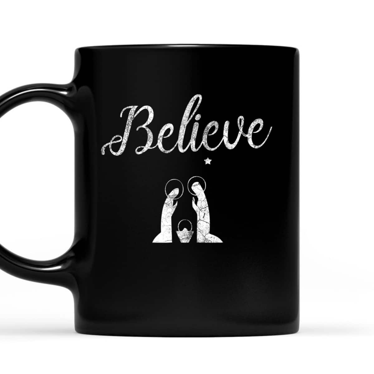 Distressed Believe Jesus Christ Christmas T-Shirt Distressed Believe Jesus Christ Christmas T-Shirt