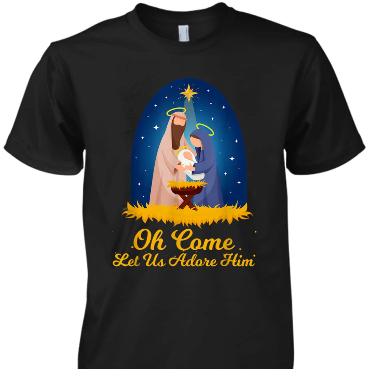 Let Us Adore Him Christmas Advent Nativity Scene North T-Shirt Let Us Adore Him Christmas Advent Nativity Scene North T-Shirt