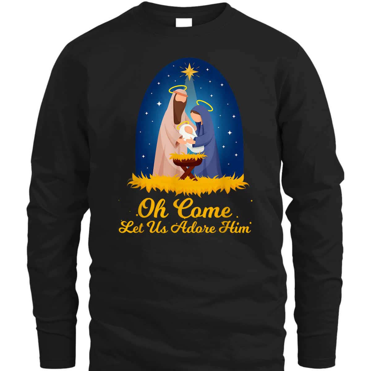 Let Us Adore Him Christmas Advent Nativity Scene North T-Shirt