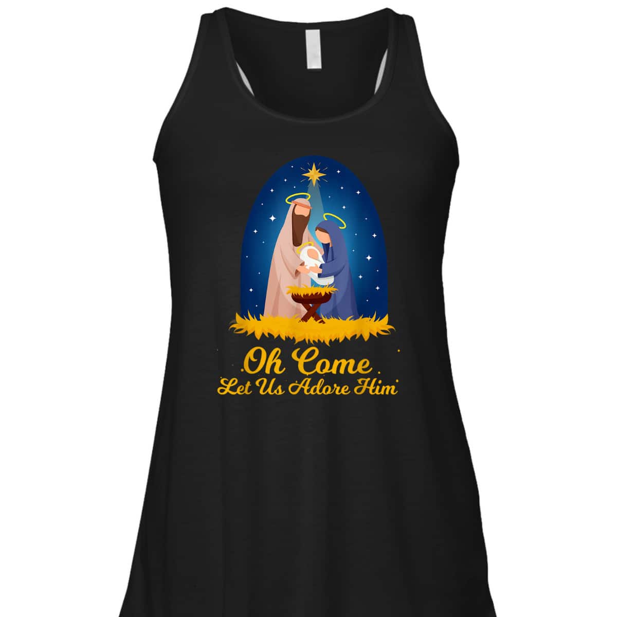 Let Us Adore Him Christmas Advent Nativity Scene North T-Shirt