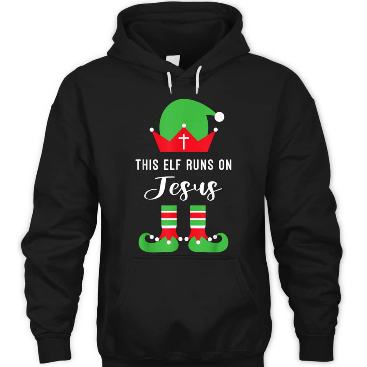 This Elf Runs On Jesus Christian Religious Christmas T-Shirt