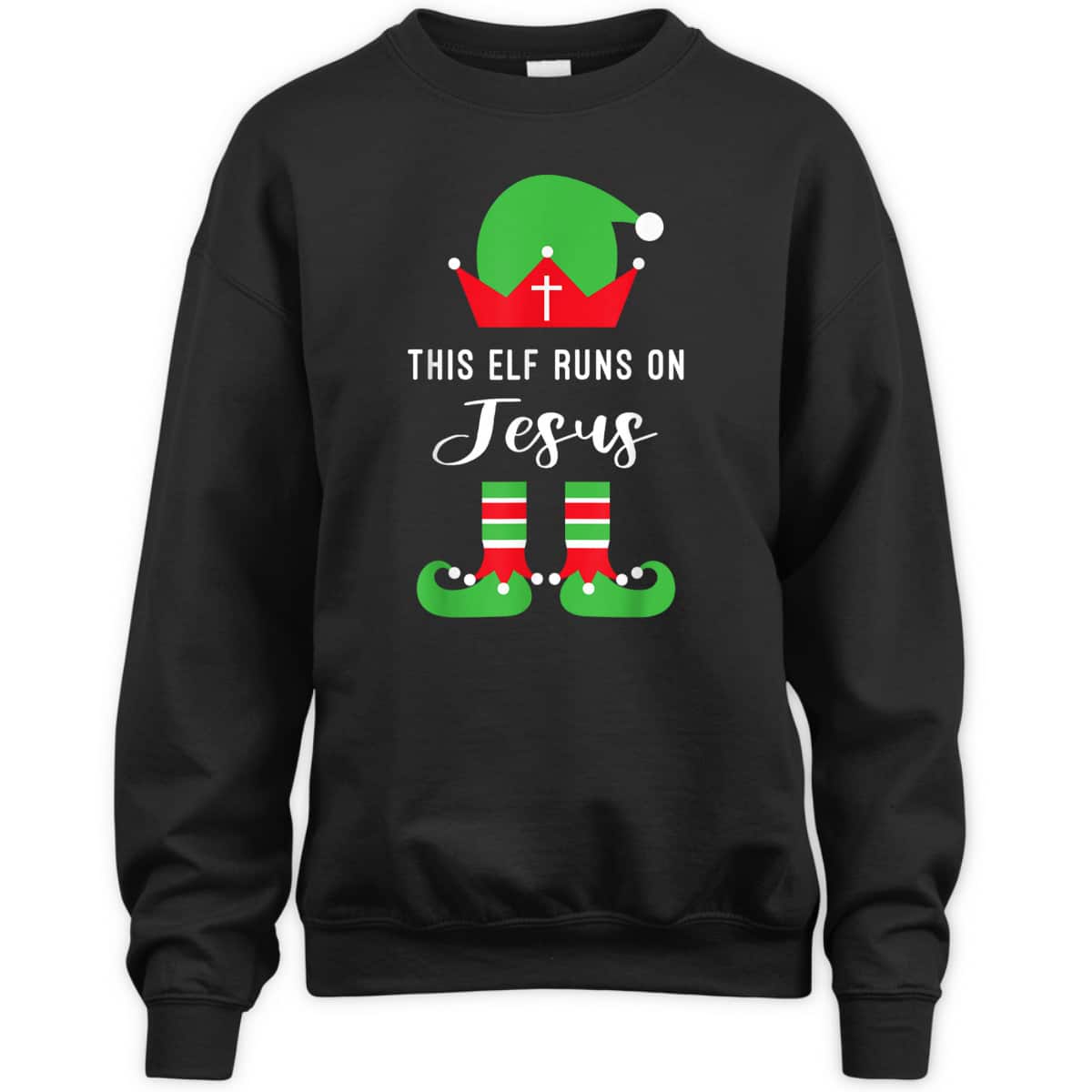 This Elf Runs On Jesus Christian Religious Christmas T-Shirt