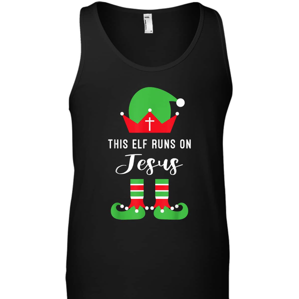 This Elf Runs On Jesus Christian Religious Christmas T-Shirt