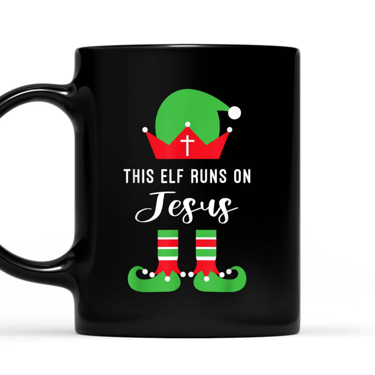 This Elf Runs On Jesus Christian Religious Christmas T-Shirt This Elf Runs On Jesus Christian Religious Christmas T-Shirt