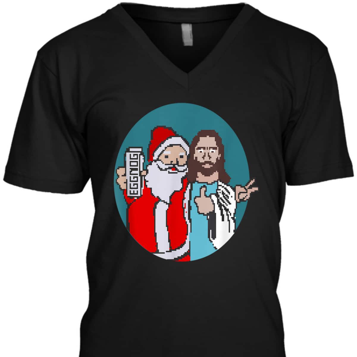 Christmas Eggnog Santa Claus And Jesus Christ T-Shirt