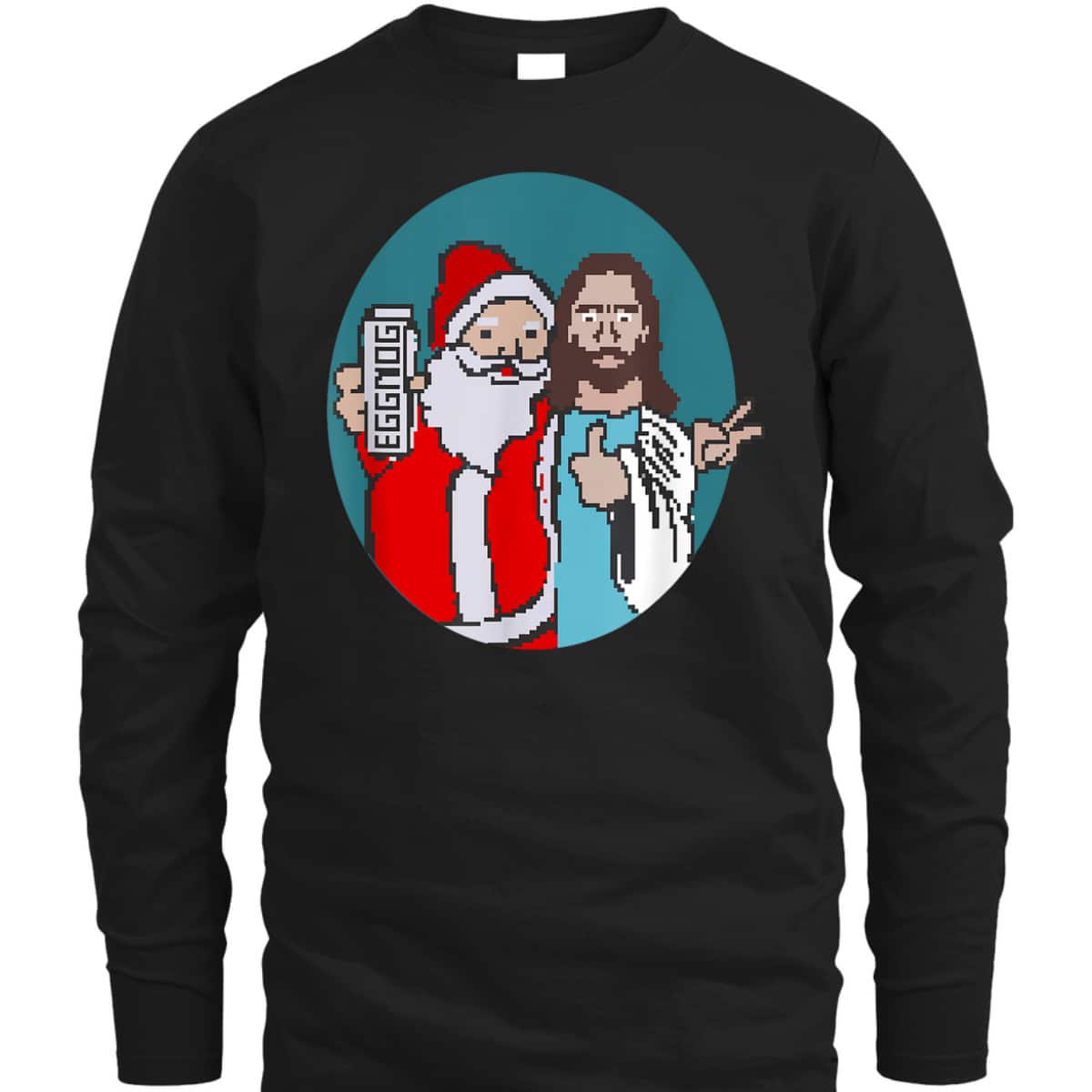 Christmas Eggnog Santa Claus And Jesus Christ T-Shirt Christmas Eggnog Santa Claus And Jesus Christ T-Shirt