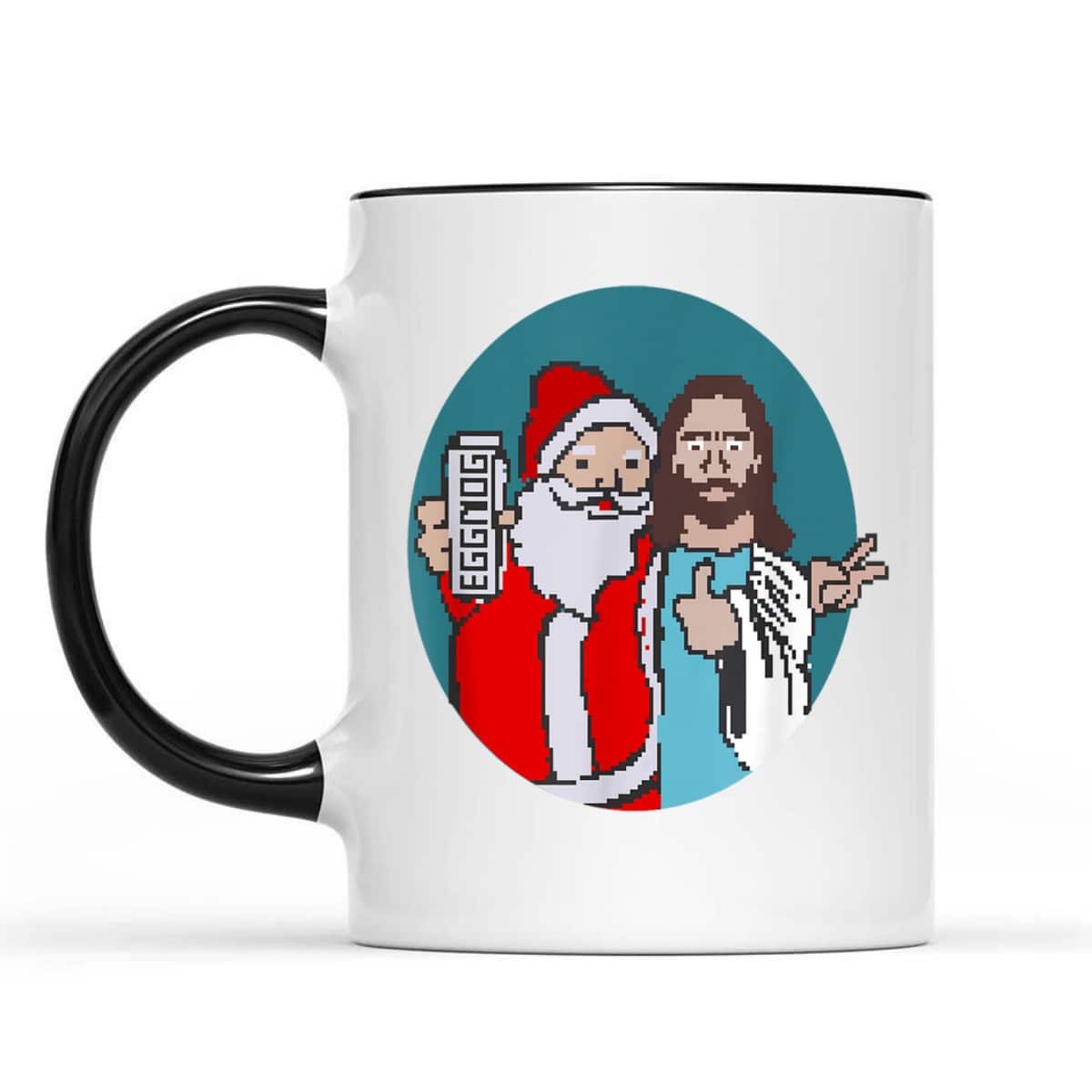 Christmas Eggnog Santa Claus And Jesus Christ T-Shirt