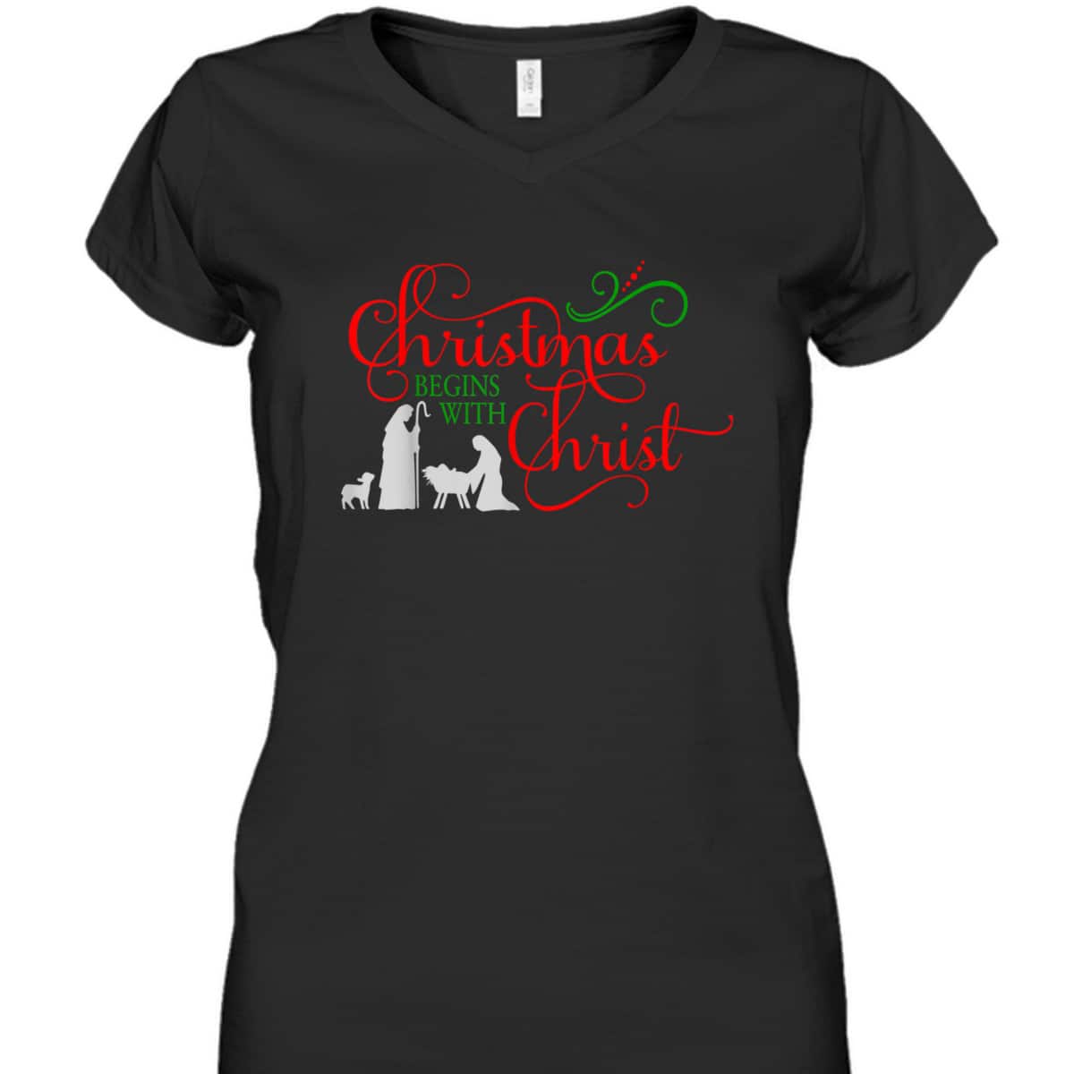 Christmas Begins With Christ Xmas T-Shirt For Christians