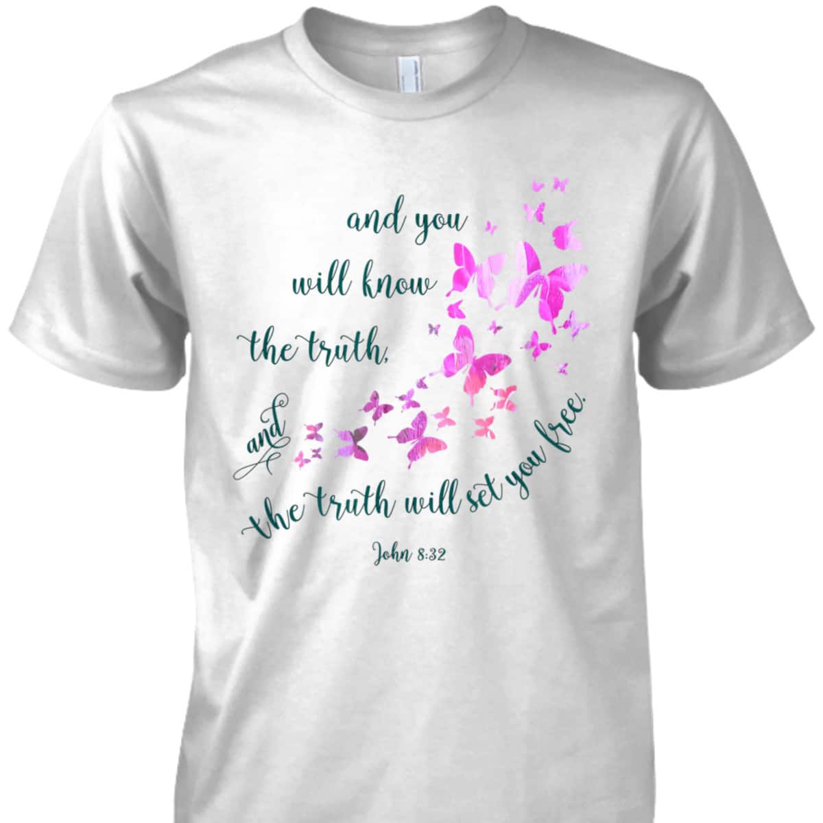 Christian Bible Verse Butterfly The Truth Will Set You Free John 8:32 T-Shirt