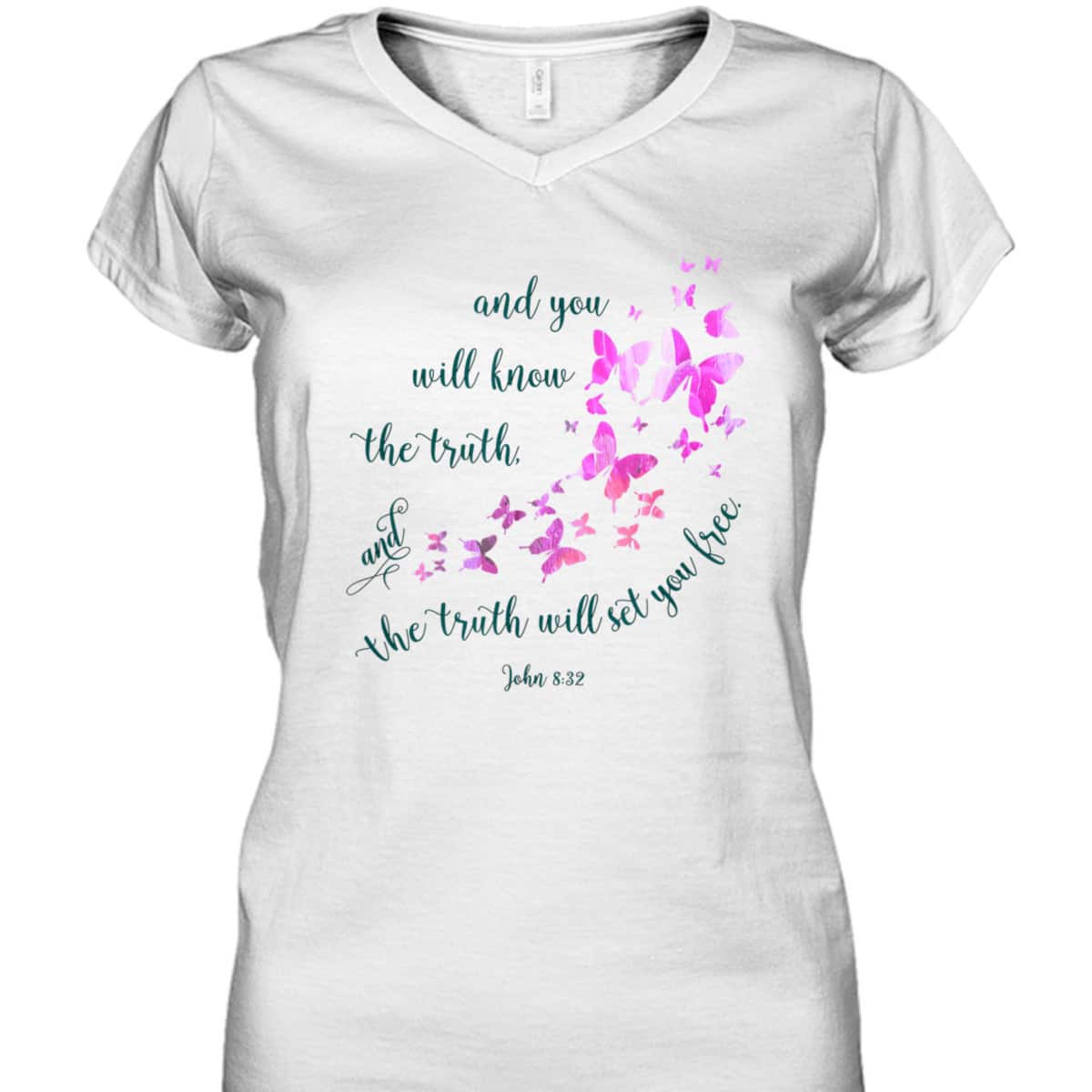 Christian Bible Verse Butterfly The Truth Will Set You Free John 8:32 T-Shirt Christian Bible Verse Butterfly The Truth Will Set You Free John 8:32 T-Shirt