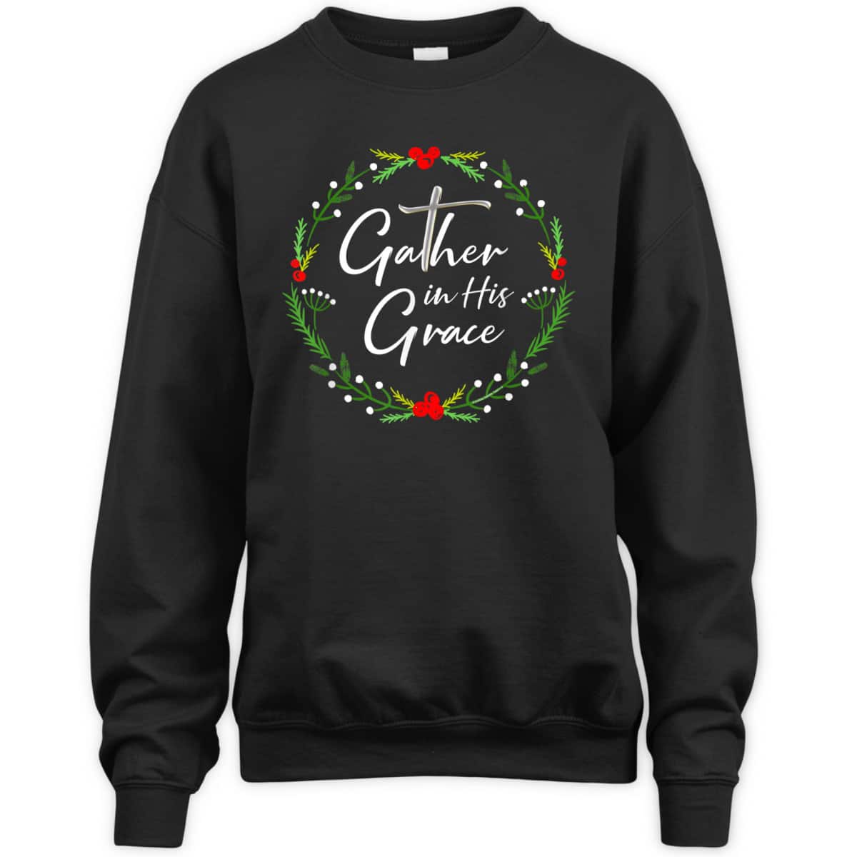 Pretty Christmas Gather In His Grace Christian T-Shirt