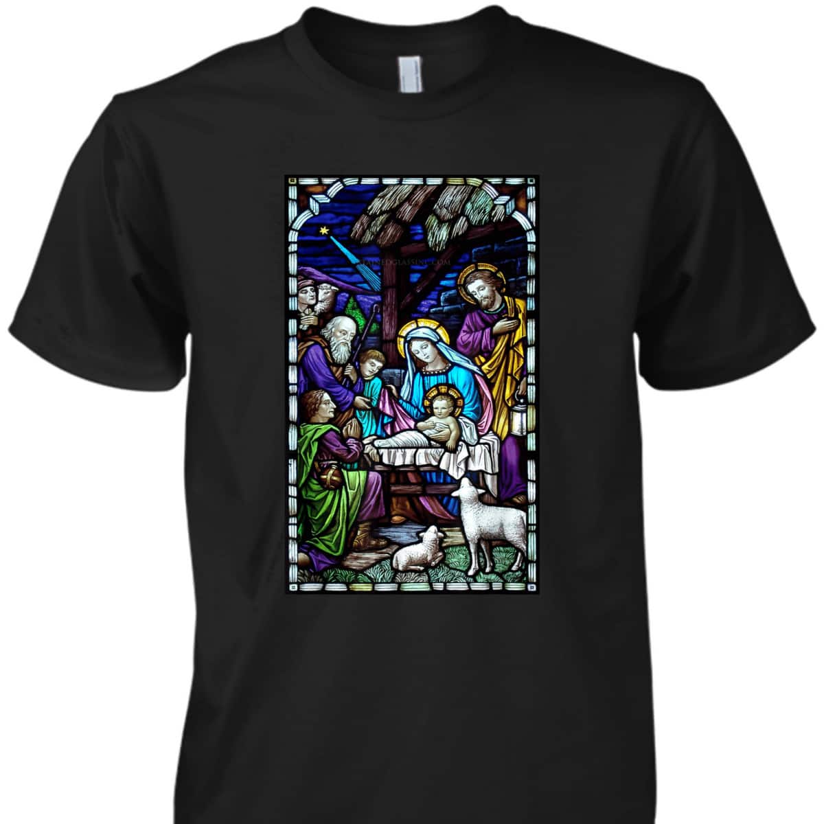 Nativity Stain Glass Christmas Xmas Jesus God Faith T-Shirt Nativity Stain Glass Christmas Xmas Jesus God Faith T-Shirt
