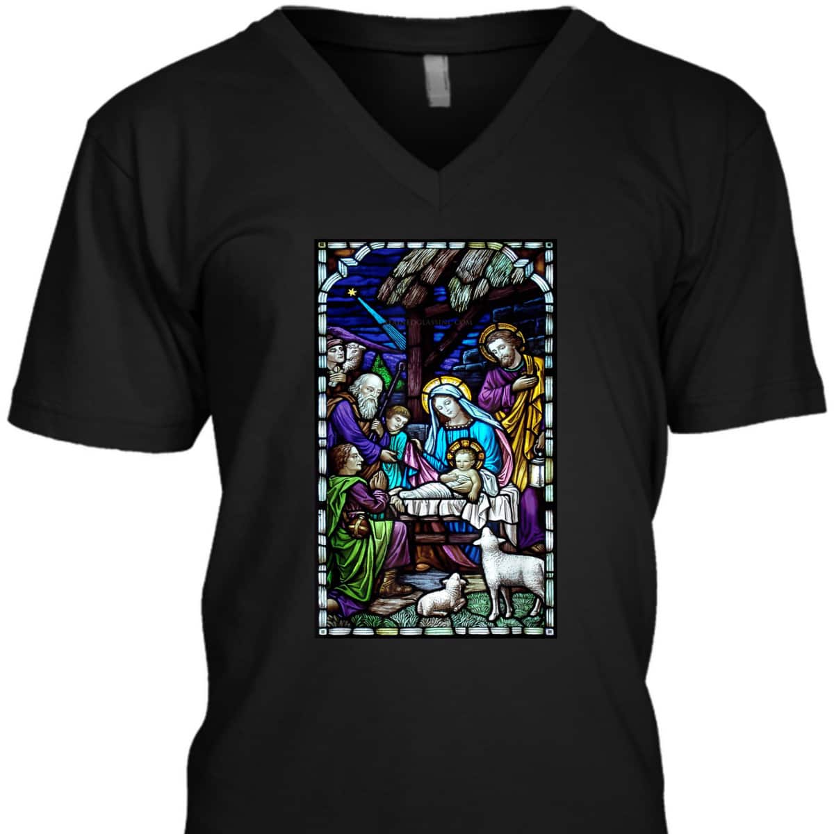 Nativity Stain Glass Christmas Xmas Jesus God Faith T-Shirt Nativity Stain Glass Christmas Xmas Jesus God Faith T-Shirt