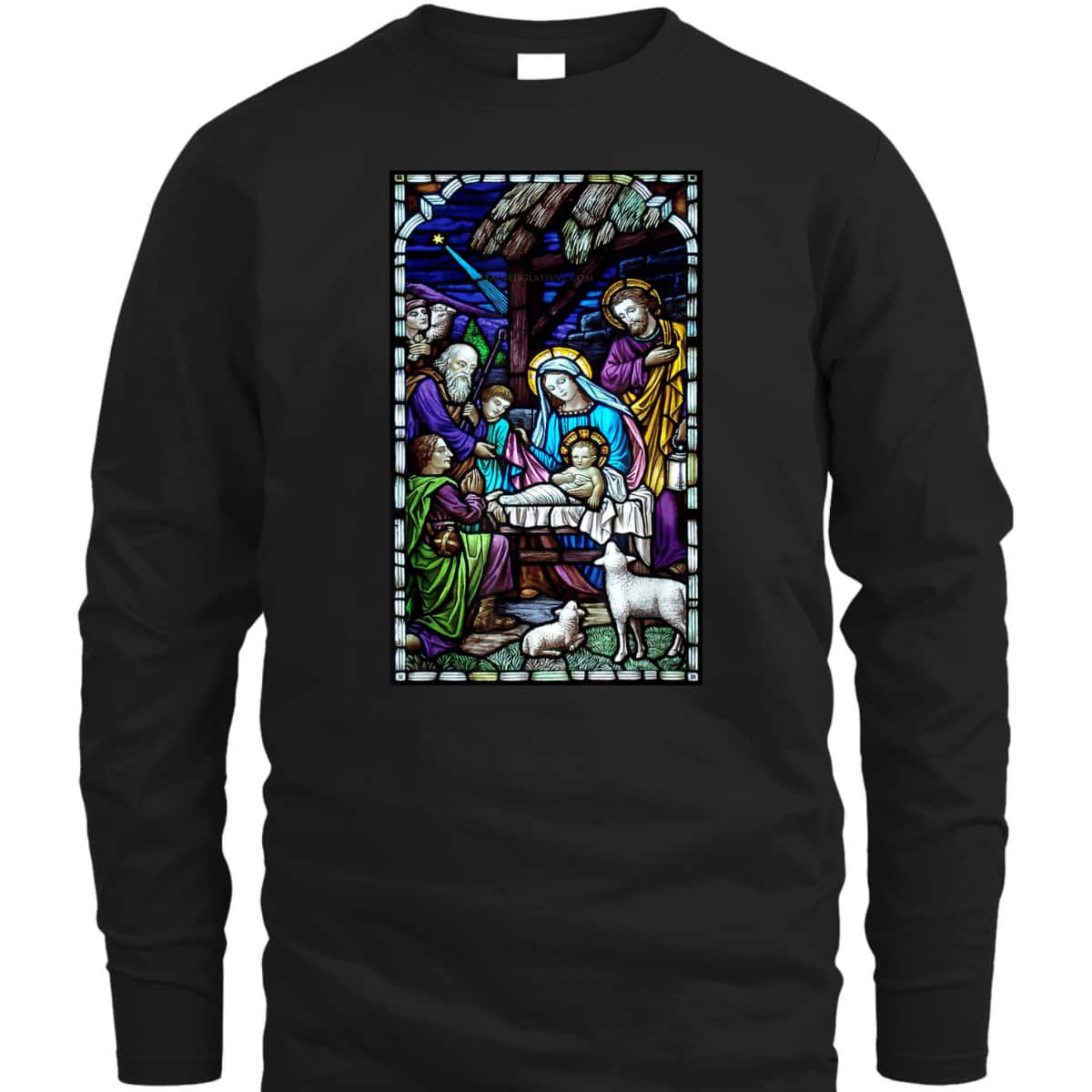 Nativity Stain Glass Christmas Xmas Jesus God Faith T-Shirt Nativity Stain Glass Christmas Xmas Jesus God Faith T-Shirt