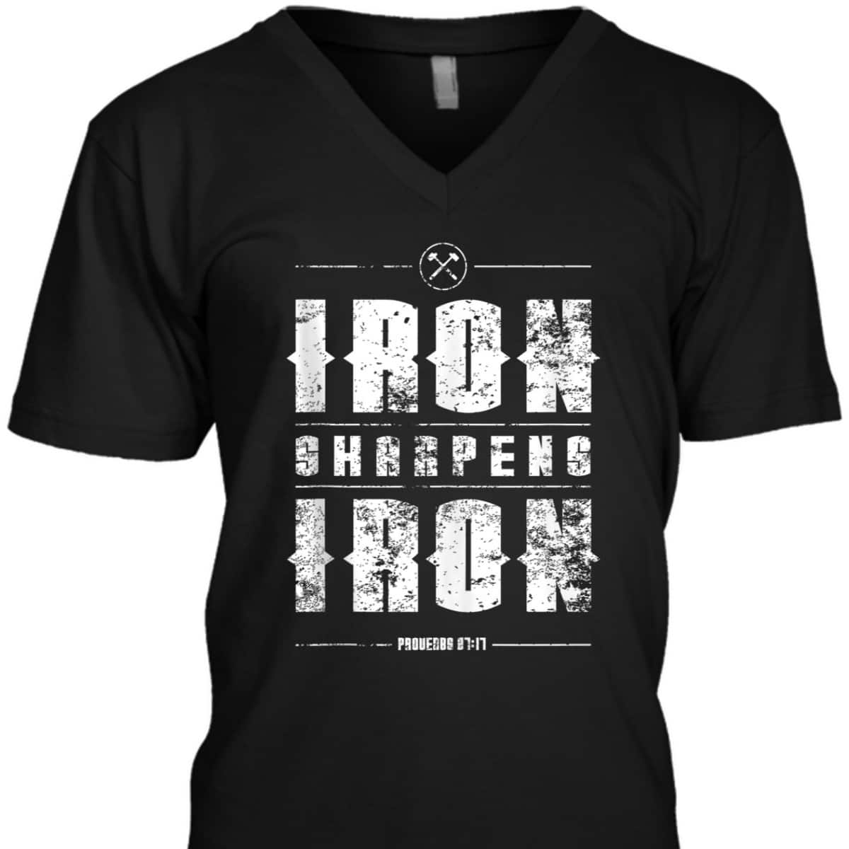 Iron Sharpens Iron Proverbs Christian Bible Verse Religious T-Shirt