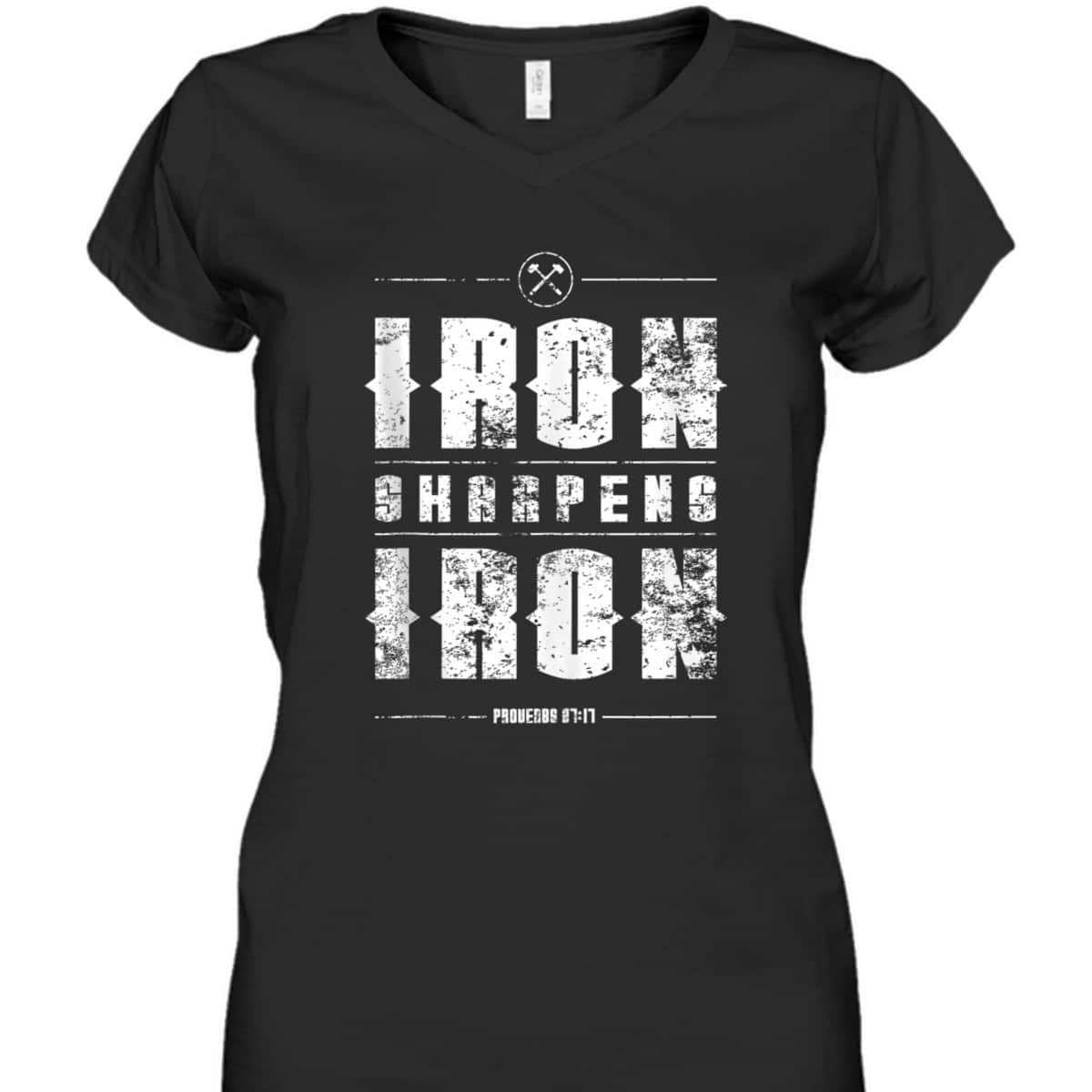 Iron Sharpens Iron Proverbs Christian Bible Verse Religious T-Shirt