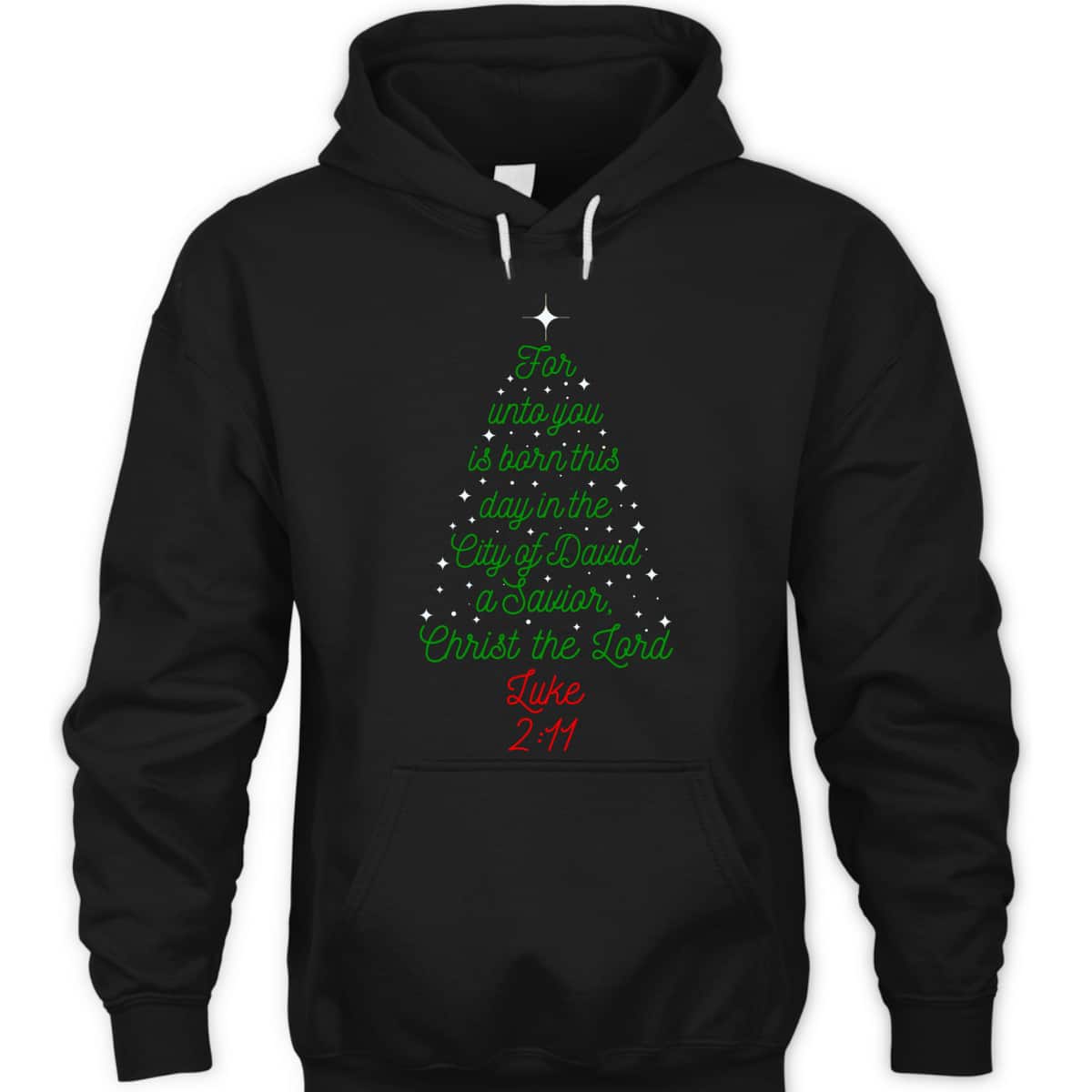 Savior Is Born Bible Verse Christmas Tree Holiday Religious Luke 2:11 T-Shirt