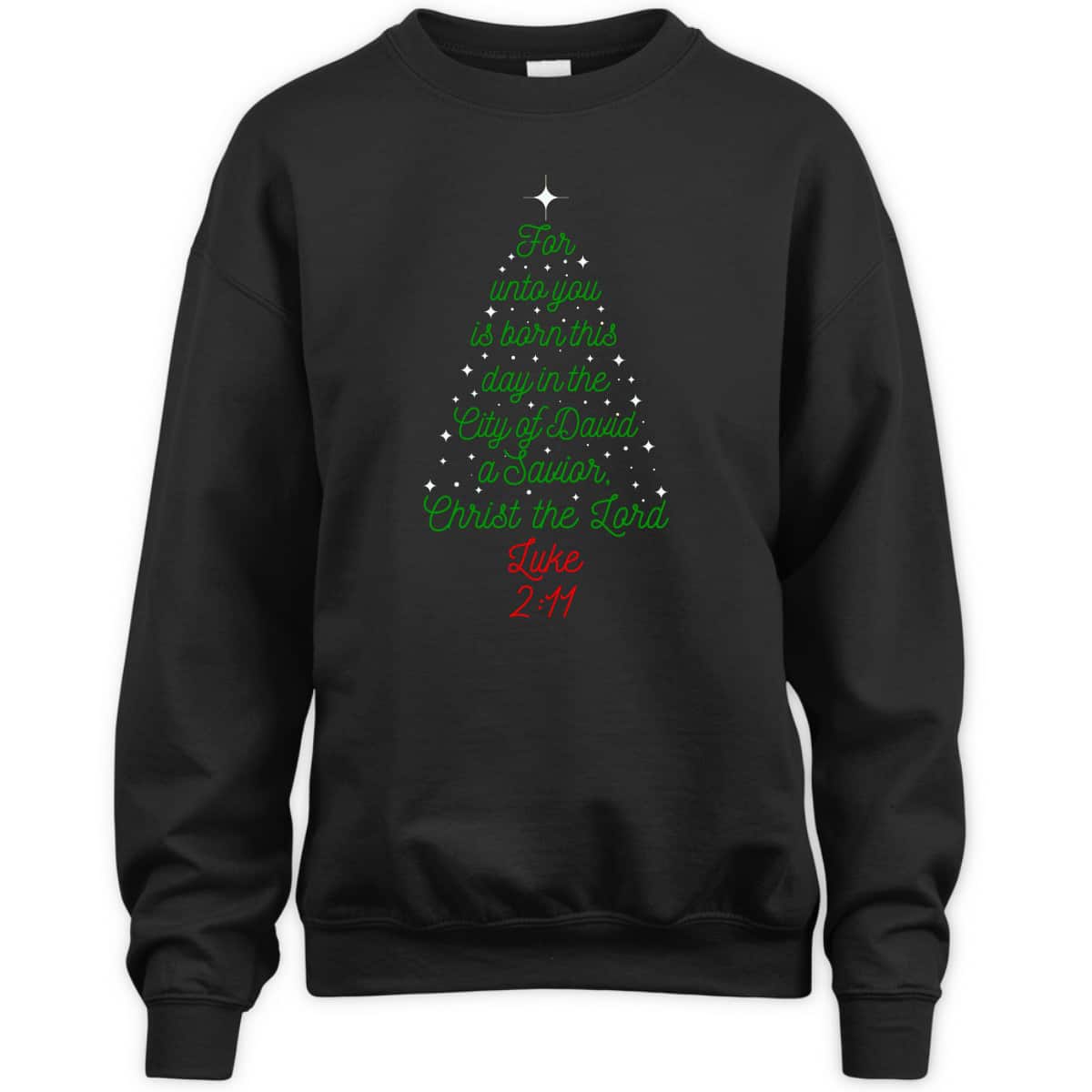 Savior Is Born Bible Verse Christmas Tree Holiday Religious Luke 2:11 T-Shirt