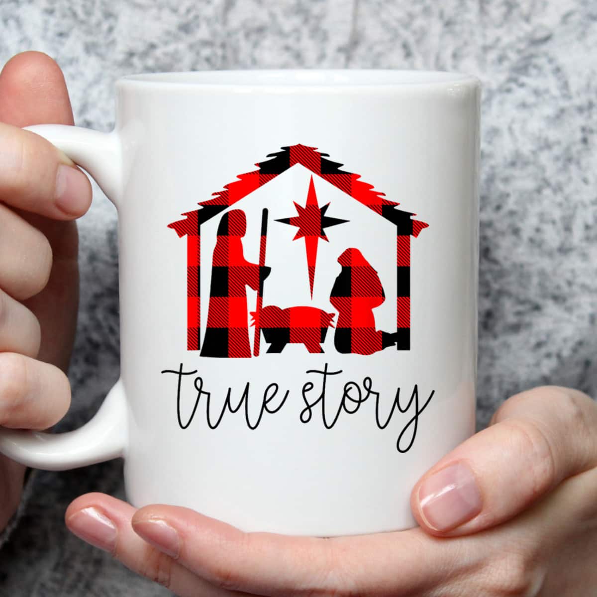 True Story Christmas Manger Nativity Scene Buffalo Plaid T-Shirt True Story Christmas Manger Nativity Scene Buffalo Plaid T-Shirt