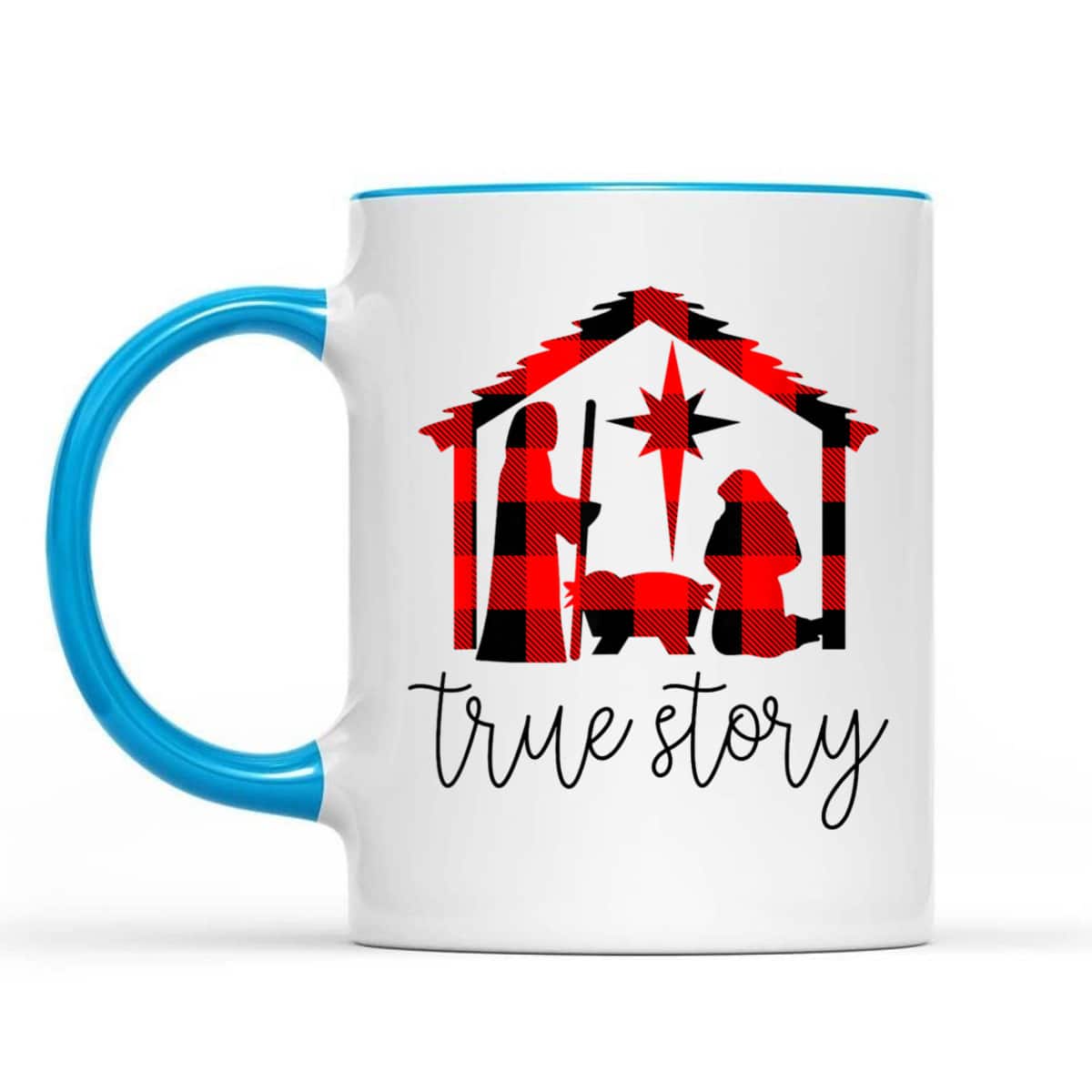 True Story Christmas Manger Nativity Scene Buffalo Plaid T-Shirt