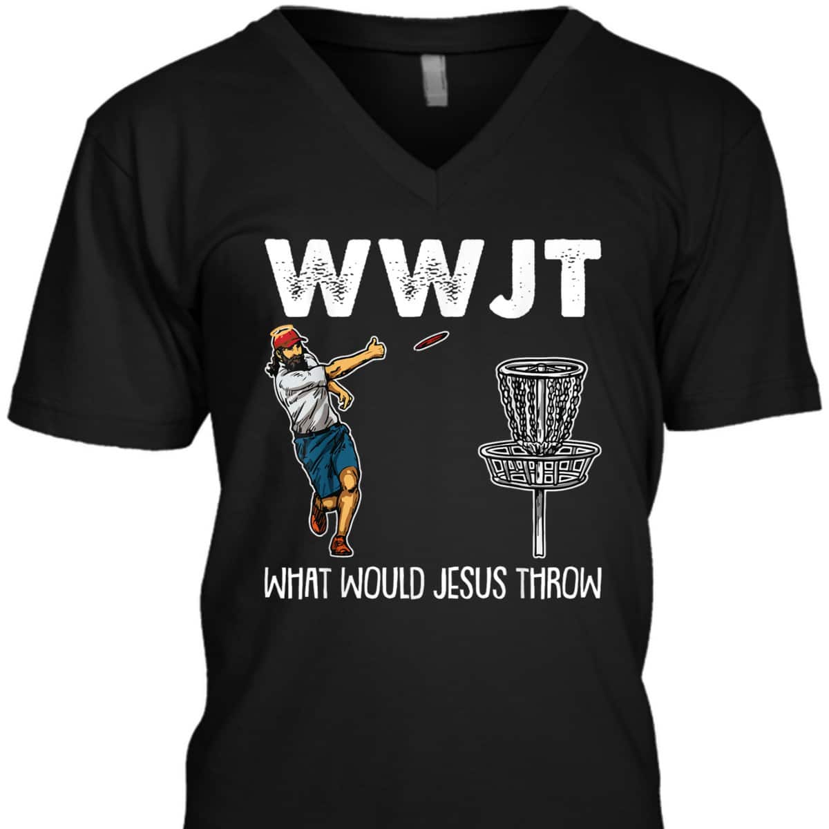What Would Jesus Throw Christmas WWJT Disc Golf Christian T-Shirt