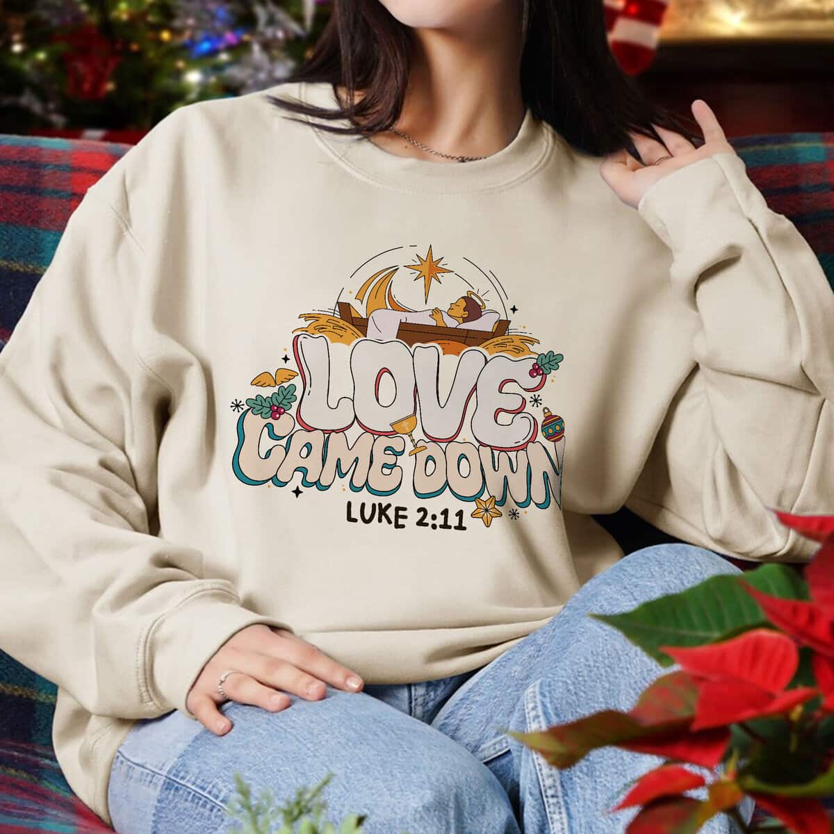 Love Came Down Bible Quote Christmas Nativity Jesus Christian Faith Jesus Love T-Shirt