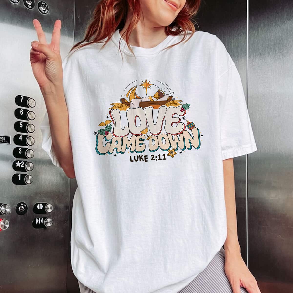 Love Came Down Bible Quote Christmas Nativity Jesus Christian Faith Jesus Love T-Shirt